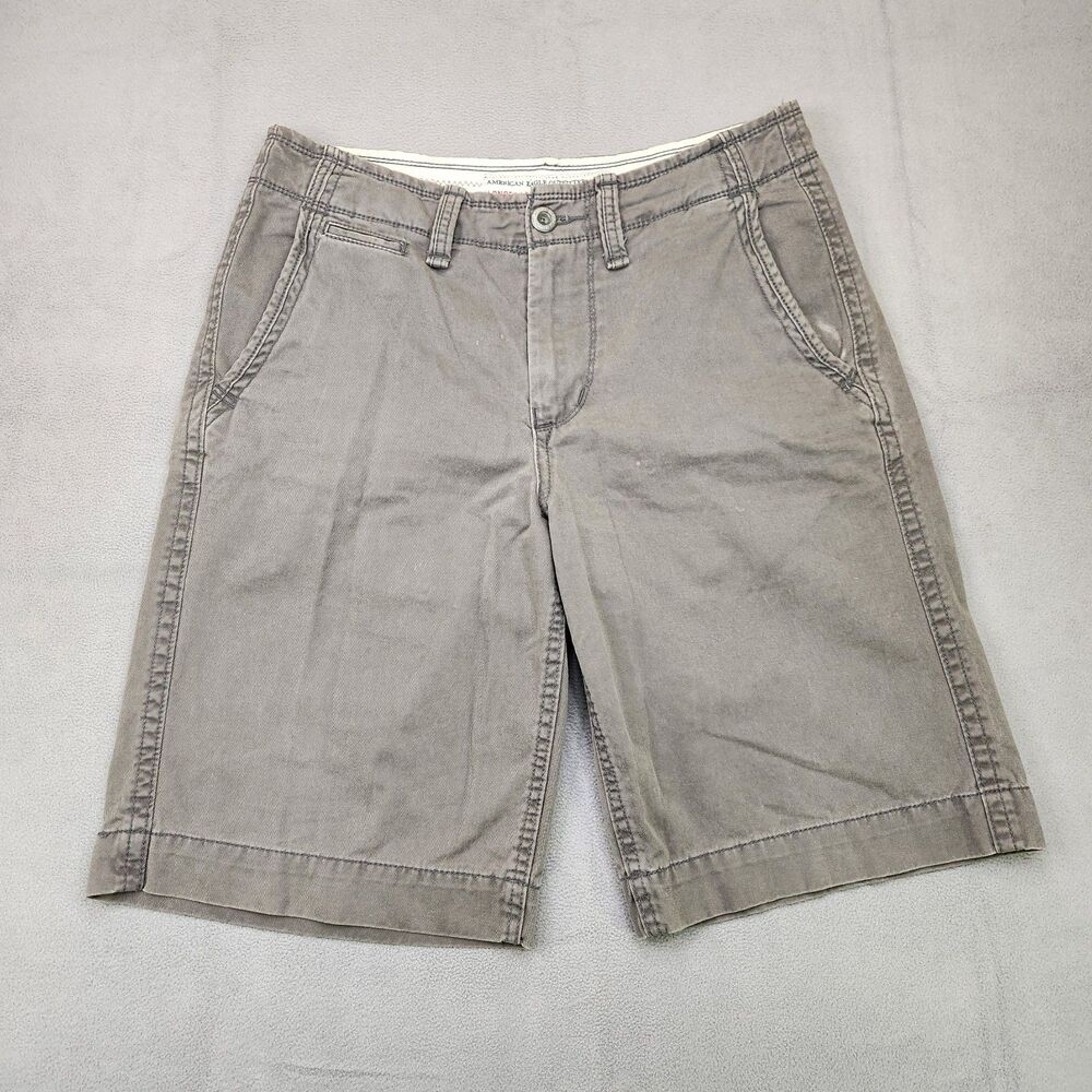 American Eagle Longer Length Shorts Men's 30 Gray‎ Chino 11.5" Casual Cotton